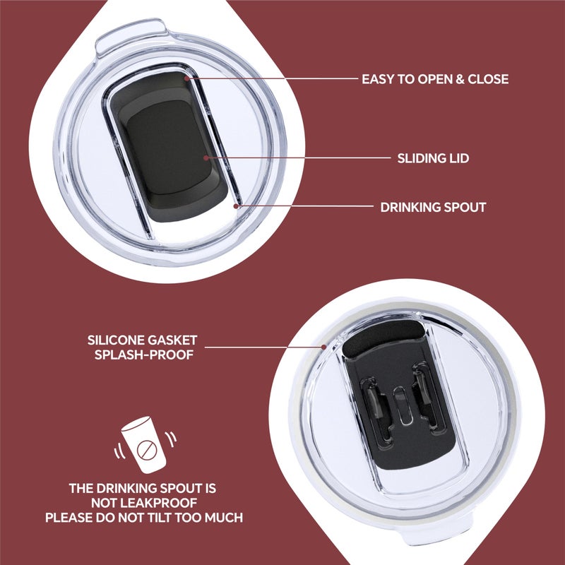 Ideus 20 oz Tumbler, Travel Coffee Mug with Splash Proof Sliding Lid, Double Wall Stainless Steel Vacuum Insulated Coffee Mug for Home and Office, Keep Beverages Hot or Cold, Blood Red - Image 4